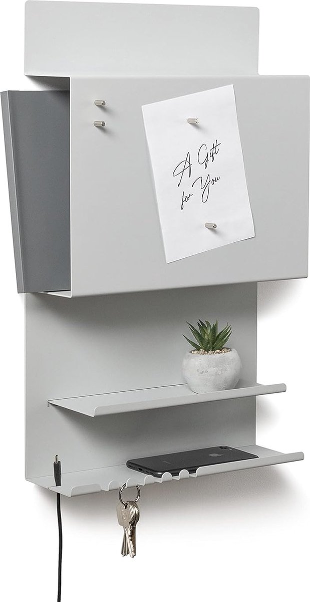 Goodivery ® Stijlvolle Wandorganizer met Stalen Constructie en Magnetisch Bord - 30 x 9 x 49 cm