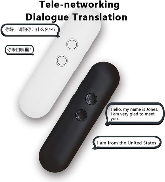 Traducteur sans fil Igoods - Traducteur international intelligent - 3 en 1 - Texte/Parole/Photo - Avec application - Zwart