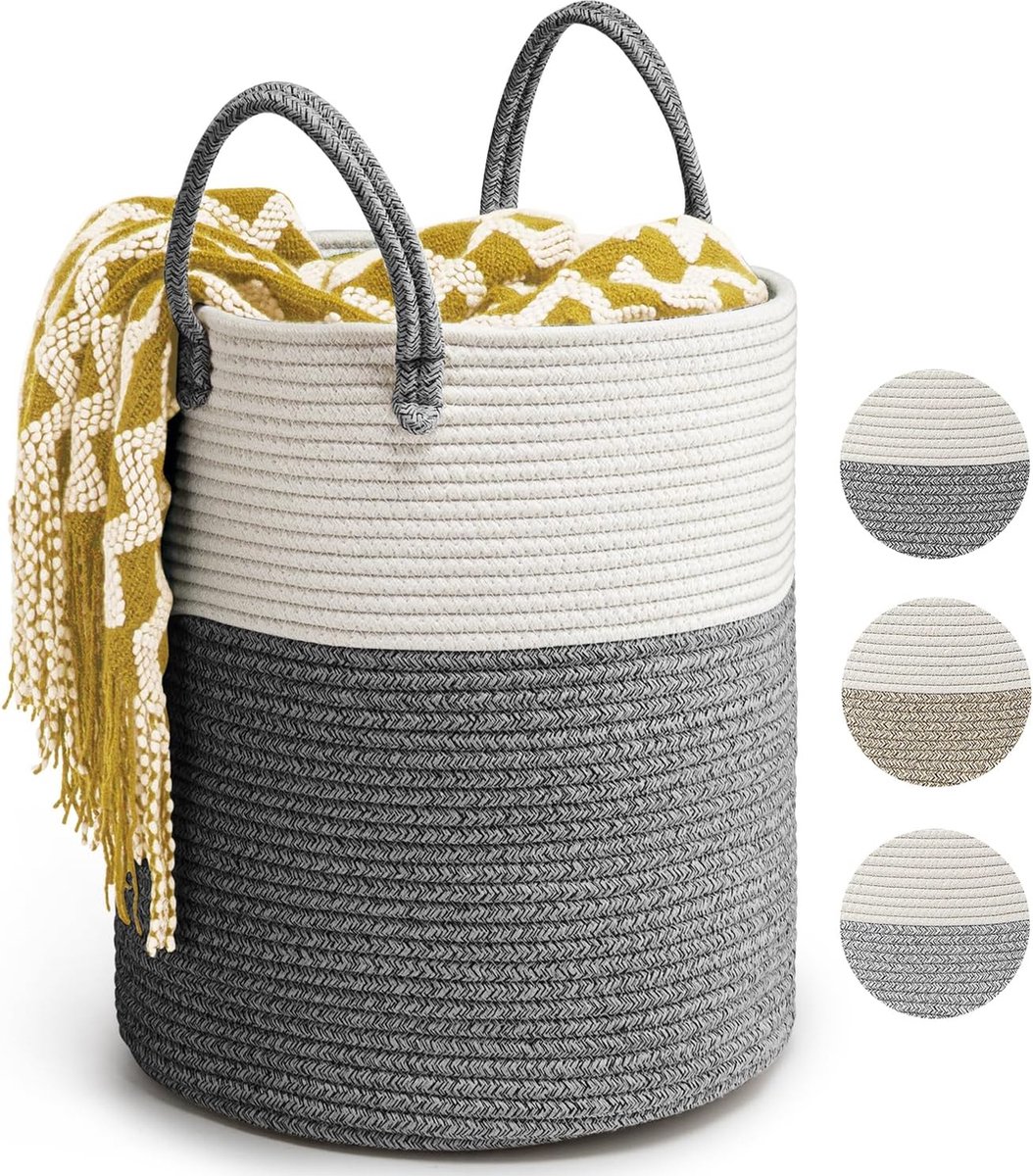 Goedkoopste Stijlvolle Opvouwbare Wasmand van Gevlochten Katoen voor Woonkamer en Slaapkamer