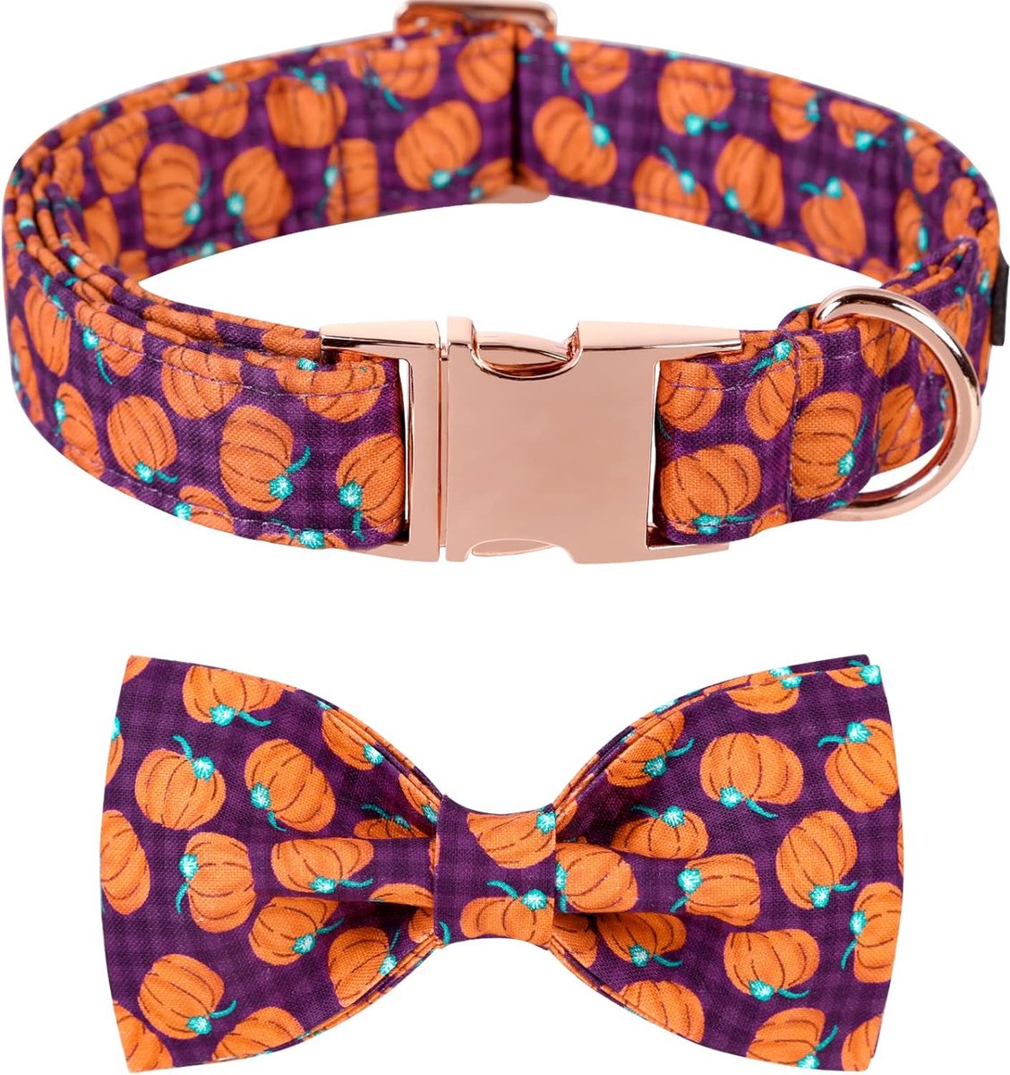 hondenhalsband met vlinderdas, , comfortabele katoenen halsband met metalen kliksluiting voor honden en katten, hals 25-40 cm