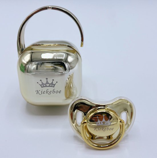 kraamcadeau gouden speenset speenkoord - fopspeen speenkoord en speenhouder - luxe fopspeenset Kiekeboe - kan ook rechtstreeks als cadeau worden verstuurd - babyshower - kraamkado baby van KIEKEBOE — afbeelding 4