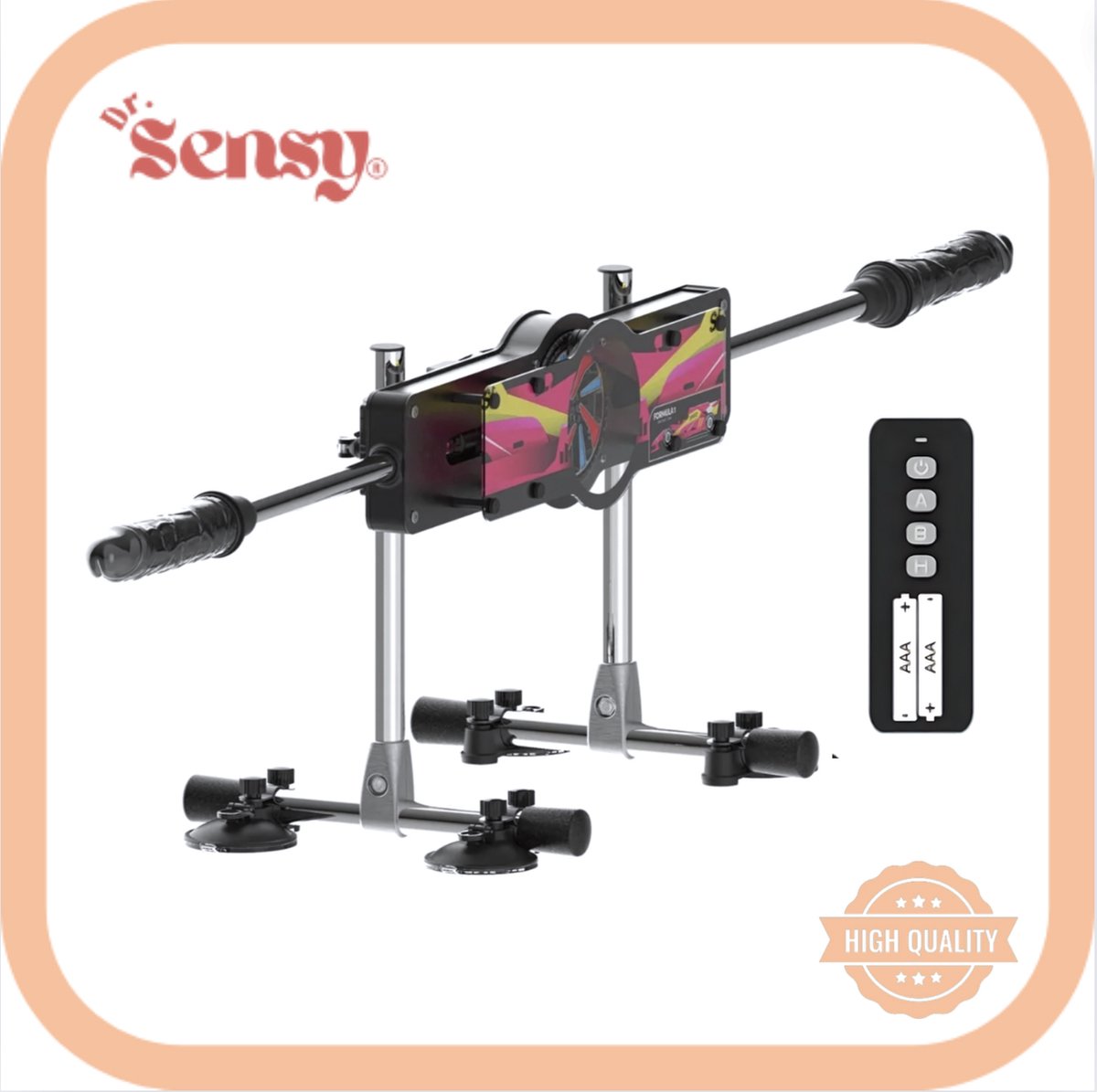 Goedkoopste Dr. Sensy Dubble Seks Machine - Inclusief 2x Dildo 18,5 cm x 3,6 cm - Sexmachine - Dubbele Neukmachine - Fuck Machine - Dildo - BDSM - Standjes & Posities
