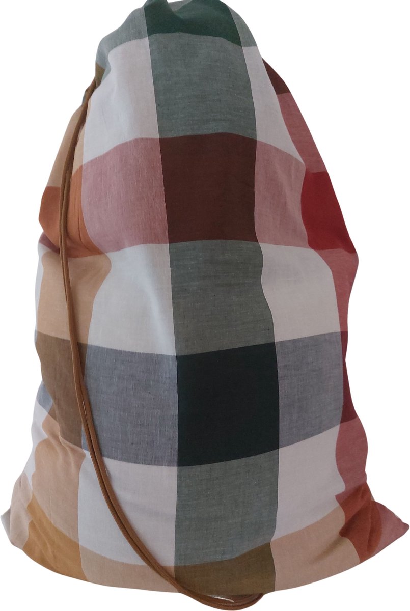 Goedkoopste Bluvardi katoenen waszak -XXL- met trekkoord - multi ruit