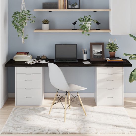 Plateau de table de rechange vidaXL - Plateau de table en chêne - Plateau de table 200 x 60 x (2-4) cm eikenhout traité marron foncé - Table basse - Table à manger - Table à manger en chêne