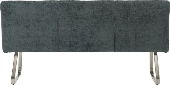 Canapé MCW-H70, canapé de salle à manger canapé rembourré, dossier tissu/textile chenille acier inoxydable brossé 180cm ~ bleu-vert