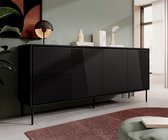 Meubella - Buffet Blanes - Noir mat - 200 cm
