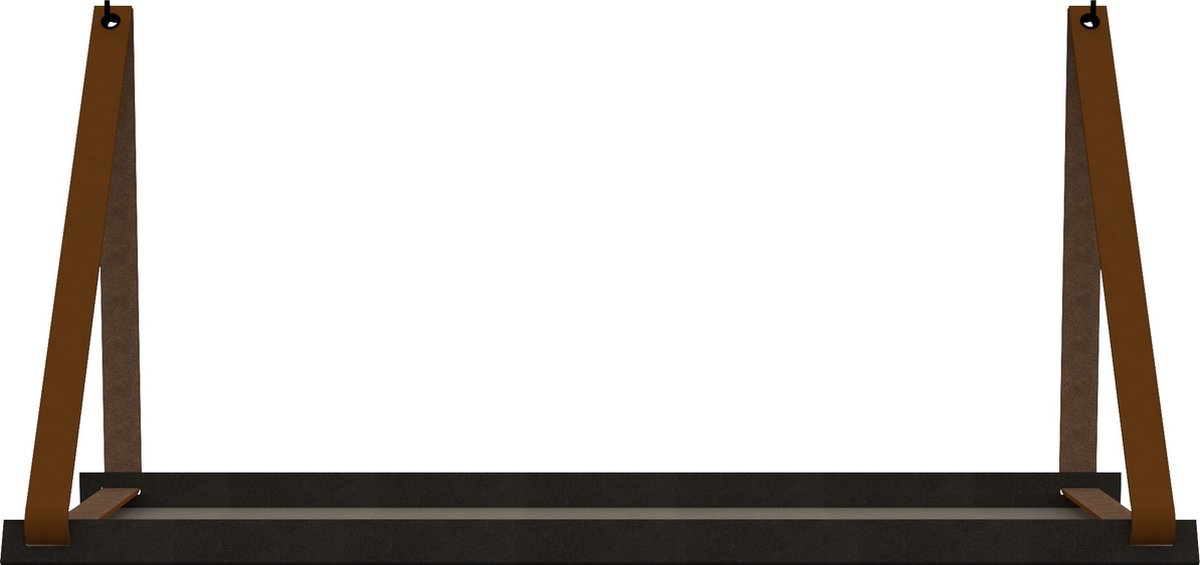 Handles and more Stalen wandplank 98cm + leren plankdragers