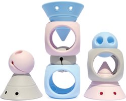 BUILDING GENIUS / SET Pastel kleuren: 9pcs mix van HIX, MOX & OIBO, in siliconen rubber, in doos 19.5x19.9x6.8cm, 2+