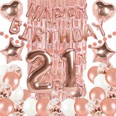 Rose gold versiering 21 jaar - 21 jaar verjaardag versiering - feest versiering rose gold – 21 jaar – happy birthday slinger - 21 diner