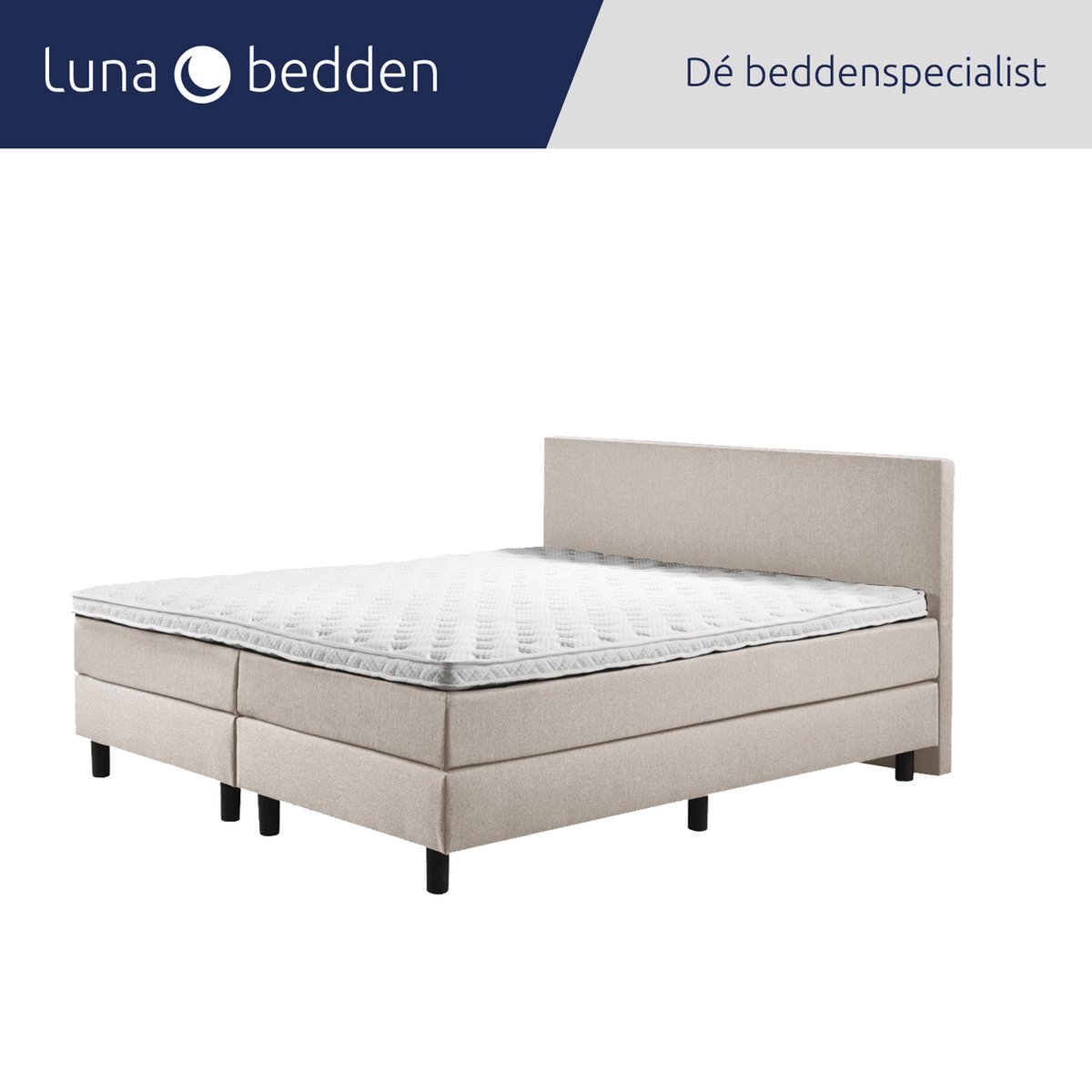 Luna Bedden - Boxspring Luna - 180x200 Compleet Beige Glad Bed