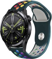 Strap-it Siliconen sport bandje - geschikt voor Huawei Watch GT / GT 2 / GT 3 / GT 3 Pro 46mm / GT 2 Pro / GT Runner / Watch 3 & 3 Pro - dennengroen/kleurrijk