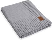 Knit Factory Uni Gebreid Plaid XL - Woondeken - plaid - Wollen deken - Kleed - Licht Grijs - 195x225 cm
