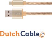 DutchCable Premium series - Mirco USB oplaadkabel 1 meter - Micro USBkabel - Micro USB naar USB A - Goud - Katoen mantel - Samsung - Huawei - Android - OnePlus - oplaadkabel - sony