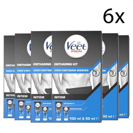 Kit d'épilation zone intime Veet Men - Crème dépilatoire et baume de soin -  x6 | bol.com