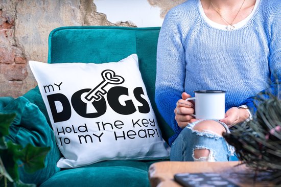 Oreiller Saint-Valentin avec texte : mes chiens détiennent la clé de mon cœur | cadeau de Saint-Valentin | Décoration de Saint-Valentin | Cadeaux drôles | Cadeau | Coussin