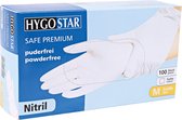 Nitril wegwerp handschoenen Safe Premium - sterke kwaliteit - wit - poedervrij maat L - 100 stuks
