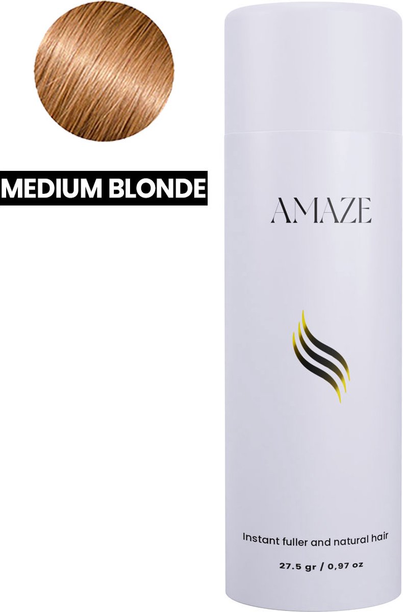 Amaze Haarpoeder voor Kaalheid (Man/Vrouw) - Keratine Haarvezels Medium Blond - Haaruitval