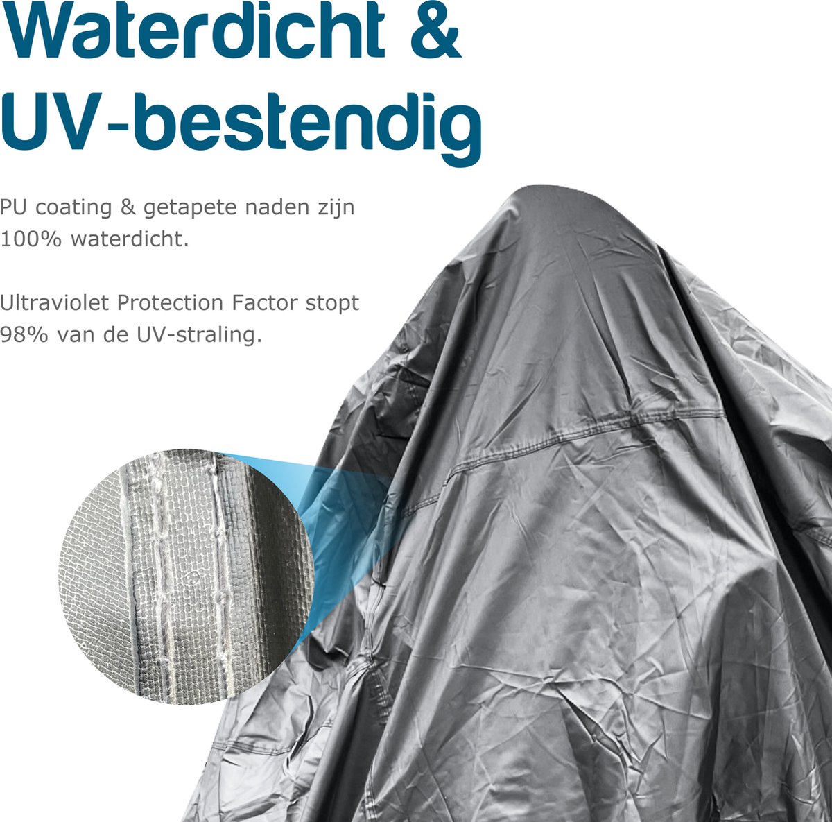 Easavida - Scooterhoes - 300D Oxford - Motorhoes - Scooterhoes met windscherm - 245x105x125 cm - Fietshoes voor 2 fietsen - Incl. opbergzak - Waterdicht Buiten – foto 4
