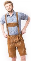 Tannhauser Lederhosen Anton Kort 100% Echt Leder Oktoberfest Heren Carnavalskleding Heren Lederhosen Man - Leer- Bruin- 4XL