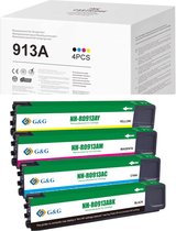 G&G Huismerk Inktcartridge Alternatief voor HP 913A multipack Zwart/Cyaan/ Magenta/Geel