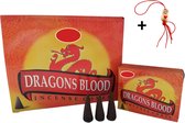 Doos met 12 pakjes - Wierook - Wierookkegeltjes - Kegeltjes - Kegels - Incense Cones - Dragon's Blood - Drakenbloed - 120 Kegeltjes + Gelukspoppetje