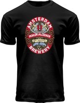 Fox T-Shirt Etiket Amsterdam Mokum - Zwart - Ronde Hals - maat L