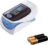 Saturatiemeter- zuurstofmeter- oximeter- zuurstof meting-hartslag meting- harstalg meter-pulse oximeter-medisch hulpmiddel-medische kwalificatie en inspectie-OLED-display-incl batterijen-wit-