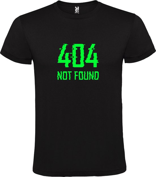 Zwart T-shirt ‘404 Not Found’ Groen Maat 5XL