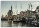 Vissersdorp in Hoorn op Aluminium - Foto op Dibond - Aluminium Schilderij - Wanddecoratie - 100x70 cm