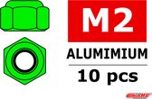 Team Corally - Aluminium zelfborgende zeskantmoer - M2 - Groen - 10 st