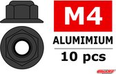 Team Corally - Aluminium zelfborgende zeskantmoer met flens - M4 - Gun Metaal - 10 st