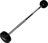 RYZOR Barbell halterstang  vaste gewichten van totaal 15 kg - Barbell halterstang - Barbell stang - Vaste halterstang - Halterstang met vaste gewichten - Halterstang - Rubber vaste halterstang - Staal en rubber - Zwart en zilver - 109 cm breed