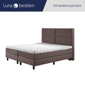 Luna Bedden - Boxspring Luna - 180x210 Compleet Bruin 4vaks Bed