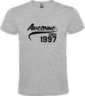 Grijs  T shirt met  "Awesome sinds 1997" print Zwart size XXL