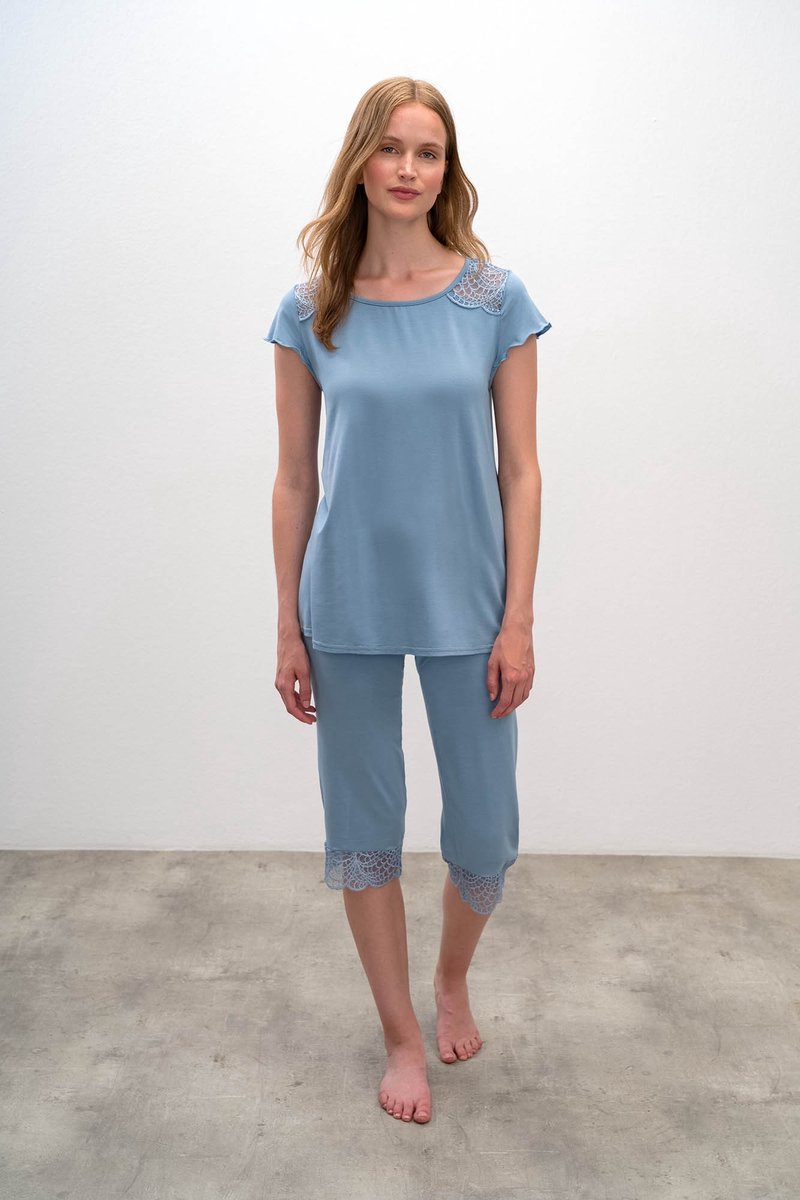 Vamp! Pyama voor dames Micromodal Blue Serene 16152/589 Blauw