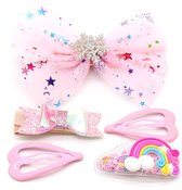 Haaraccessoires Kinderen - Regenboog en Strik - 5 Stuks - Roze