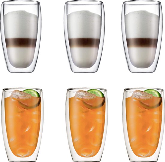 6 verres à latte macchiato 300ml avec imprimé café, verres à thé, verr