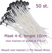 Waxpit 4-6 | 10cm | 50 st.| Zelf kaarsen maken | Kaarsen lont