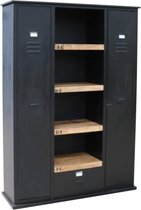 Kast | industrieel | metaal | zwart | 140 x 43 x 197(h) cm