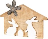 Decoratie Konijn 26*17*2 cm Bruin Hout Decoratief Figuur Decoratieve Accessoires Woonaccessoires