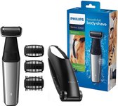 Philips Bodygroom Series 5000 - Te gebruiken onder de douche - 60 Minuten draadloos te gebruiken - 3 Opzetbare trimkammen - Extra lang opzetstuk voor je rug - Ergonomische handgreep - BG5020/