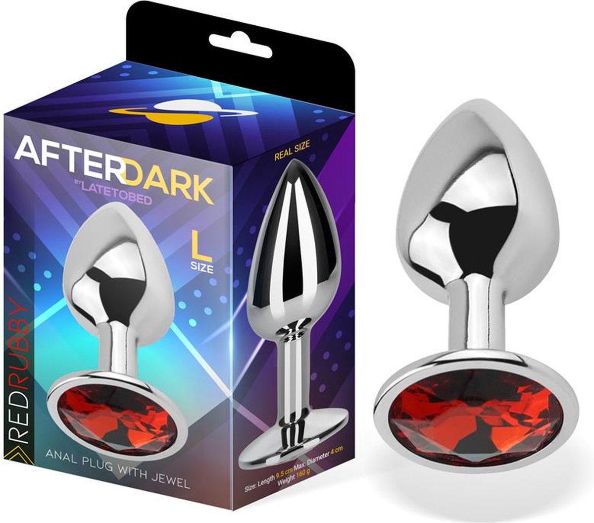 Goedkoopste AFTERDARK - Butt Plug With Jewel Red Rubby Size L Aluminium