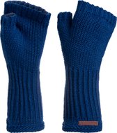 Knit Factory Cleo Gebreide Dames Vingerloze Handschoenen - Handschoenen voor in de herfst & winter - Donkerblauwe handschoenen - Polswarmers - Kings Blue - One Size