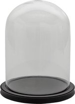 Stolp Ø 23*29 cm Zwart Hout, Glas Rond Glazen Stolp
