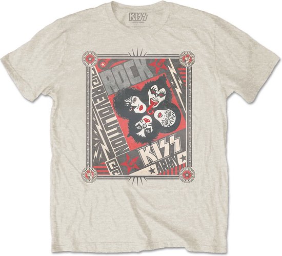Kiss - Rock Revolution Heren T-shirt - XL - Creme