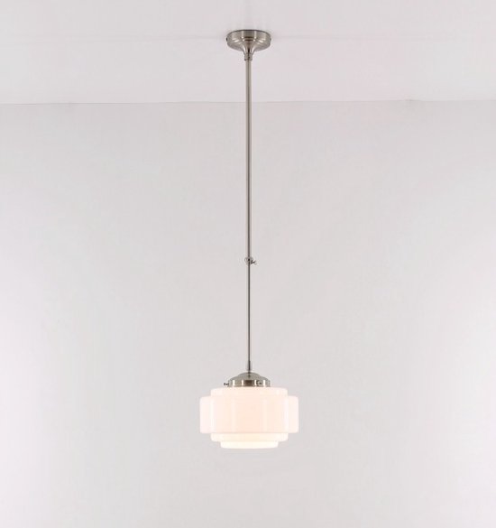 ArtDeco hanglamp opaalglas  ⌀ 30 - schoollamp  jaren 20 jaren 30