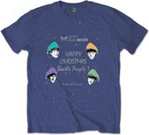 The Beatles Heren Tshirt -S- Happy Christmas Blauw