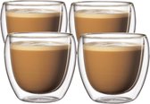 Dubbelwandige glazen - 250 ml - 4 stuks - Koffieglazen - Theeglas - Cappuccino glazen - Latte macchiato glazen