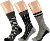 Kleurrijke heren sokken grijs-zwart (2x3 Paar) 40/46