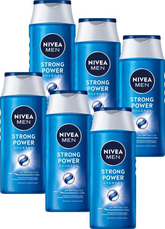 NIVEA MEN Strong Power - 6 x 250 ml - Voordeelverpakking - Shampoo